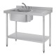 Vogue RVS spoeltafel met enkele spoelbak links 100x60cm