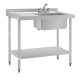 Vogue RVS Spoeltafel Enkel met Afdruipblad Links 1000 mm