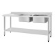 Vogue RVS Spoeltafel Dubbele Spoelbak Rechts 180x60cm