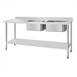 Vogue RVS Spoeltafel Dubbele Spoelbak Rechts 180x60cm