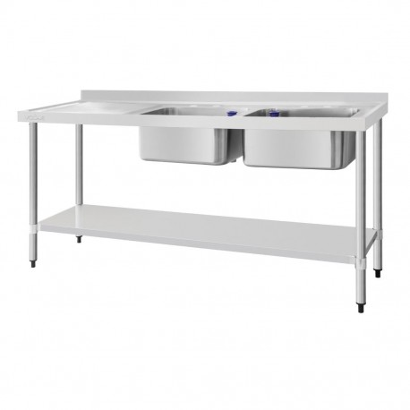 Vogue RVS Spoeltafel Dubbele Spoelbak Rechts 180x60cm