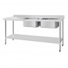 Vogue RVS Spoeltafel Dubbele Spoelbak Rechts 180x60cm