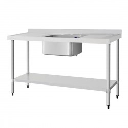 Vogue RVS Spoeltafel Enkele Spoelbak met Afdruiprek Links/Rechts 150x60cm