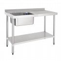 Vogue RVS Spoeltafel met Enkele Spoelbak Links 120x60cm