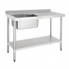 Vogue RVS Spoeltafel met Enkele Spoelbak Links 120x60cm