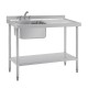 Vogue RVS Spoeltafel met Enkele Spoelbak Links 120x60cm