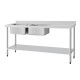 Vogue RVS spoeltafel dubbele spoelbak links 180x60cm