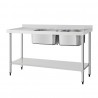 Vogue RVS spoeltafel met dubbele spoelbak rechts – 150x60cm