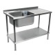 Vogue Holmes RVS Spoeltafel met Afdruiprek Rechts – 1000 mm – Volledig Gemonteerd