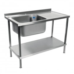 Vogue Holmes RVS Spoeltafel met Afdruiprek Rechts – 1000 mm – Volledig Gemonteerd