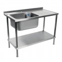 Vogue Holmes RVS Spoeltafel met Afdruiprek Rechts – 1000 mm – Volledig Gemonteerd