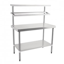 Vogue RVS werktafel met wandplanken 150x120x60cm - Zilver