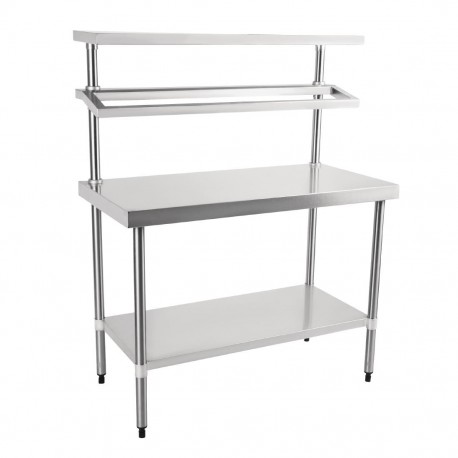 Vogue RVS werktafel met wandplanken 150x120x60cm - Zilver