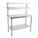 Vogue RVS werktafel met wandplanken 150x120x60cm - Zilver