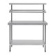 Vogue RVS werktafel met wandplanken 150x120x60cm - Zilver