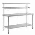 Vogue RVS werktafel met wandplanken groot - Zilver