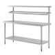 Vogue RVS werktafel met wandplanken groot - Zilver