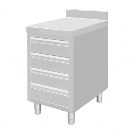 Vogue RVS Werktafel met 4 Laden en Opstaande Rand 100 mm – 900x500x700 mm