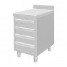 Vogue RVS Werktafel met 4 Laden en Opstaande Rand 100 mm – 900x500x700 mm