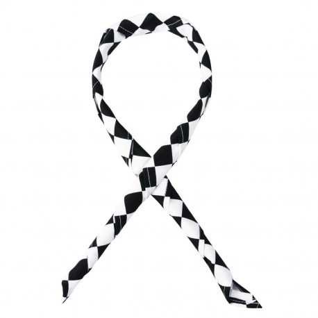 Whites halsdoek zwart-wit geruit – Polykatoen hoofddeksel voor de horeca