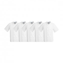 Whites Boston Unisex Koksbuis Wit M – Set van 5 (Katoen & Gerecycled Polyester)