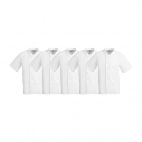 Whites Boston Unisex Koksbuis Wit M – Set van 5 (Katoen & Gerecycled Polyester)