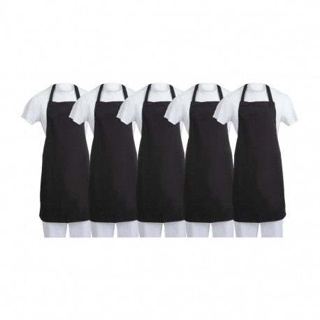 Whites halterschort zwart (5 stuks) – Whites Chefs Clothing