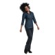 Chaud Devant Blue Denim Stretch dames koksblouse met 3kwart mouw - maat XXL
