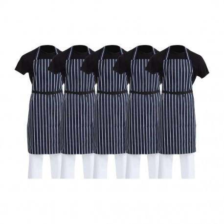Whites Butchers gestreepte halterschort blauw/wit – set van 5 | Whites Chefs Clothing