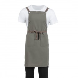 Southside katoenen halterschort khaki – unisex serveerschort met vintage look