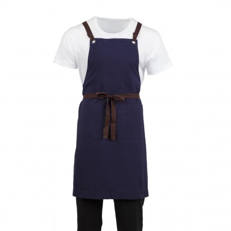 Southside Cotton Canvas Halterschort Marineblauw - Katoen