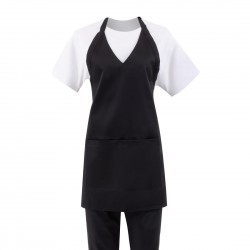 Whites V-hals halterschort met borststuk zwart - Whites Chefs Clothing
