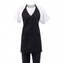 Whites V-hals halterschort met borststuk zwart - Whites Chefs Clothing