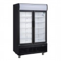 Polar G-serie displaykoeling rechtopstaand met scharnierdeuren lichtbak zwart 950L