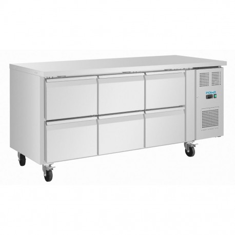 Polar U-serie Gastronorm koelwerkbank met zes laden - RVS