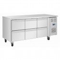 Polar U-serie Gastronorm koelwerkbank met zes laden - RVS