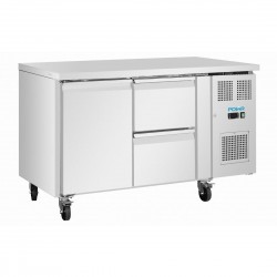 Polar U-Serie koelwerkbank RVS met 1 deur en 2 laden – 143L