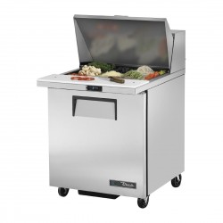 True Enkeldeurs Gekoelde Werktafel TSSU-27-12M-C-HC | RVS Prepareer Counter met 12x GN 1/6 Bakken
