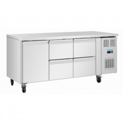 Polar U-serie RVS Koelwerkbank met 4 Laden & 1 Deur - 194L