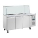 Polar U-serie Driedeurs Saladette met Vierkant Kuchscherm – RVS Koelwerkbank