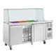 Polar U-serie Driedeurs Saladette met Vierkant Kuchscherm – RVS Koelwerkbank