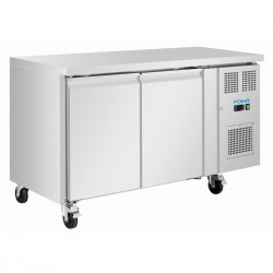 Polar U Series smalle koelwerkbank met dubbele deur – RVS werkbank in zilver