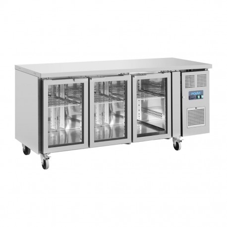 Polar U-serie Premium Driedeurs Displaykoeling Laag Model 358L RVS
