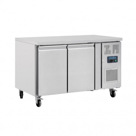 Polar U-serie dubbeldeurs counter koelkast 282L RVS Zilver