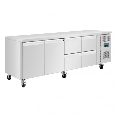 Polar U-serie Premium Koelwerkbank RVS – 2 Deuren, 4 Lades, 476L