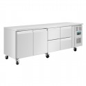 Polar U-serie Premium Koelwerkbank RVS – 2 Deuren, 4 Lades, 476L