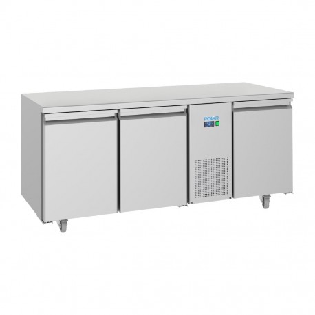 Polar U-serie Energiezuinige 3-deurs Koelwerkbank 474L - RVS, Grijs