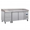 Polar U-serie Dubbele Deur Pizzacounter met Granieten Blad en Deegladen 290L