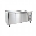 Polar U-serie RVS Koelwerkbank met Drie Deuren en Opstand – 417L (Zilver)