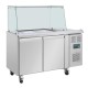 Polar U-serie Tweedeurs Saladette met Vierkant Kuchscherm - RVS Werkbank Zilver